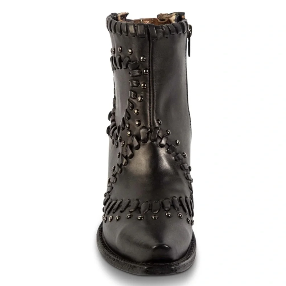 NWT FREEBIRD Walker Black Leather Whip Lace Bootie |Size 6/7 👢see recomm… - Picture 4 of 8